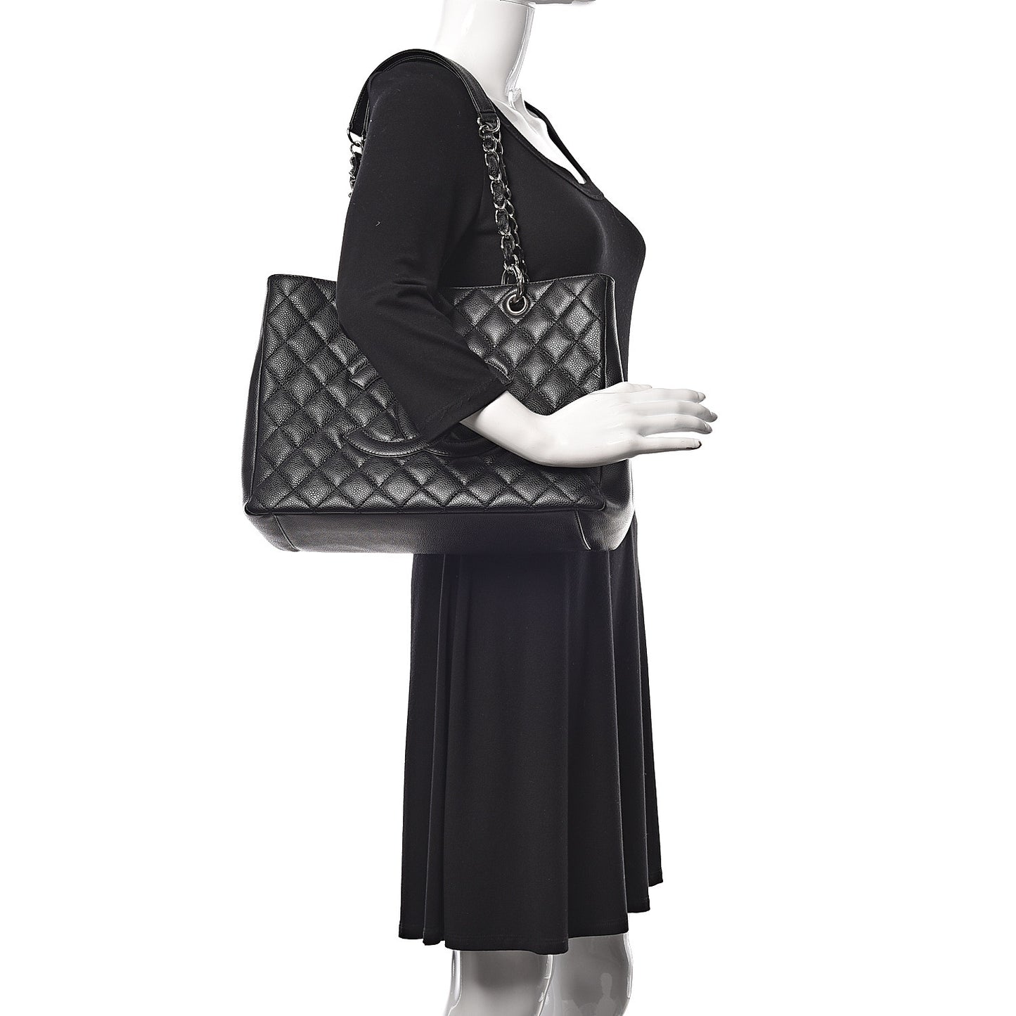Caviar Quilted Grand Shopping Tote GST Black