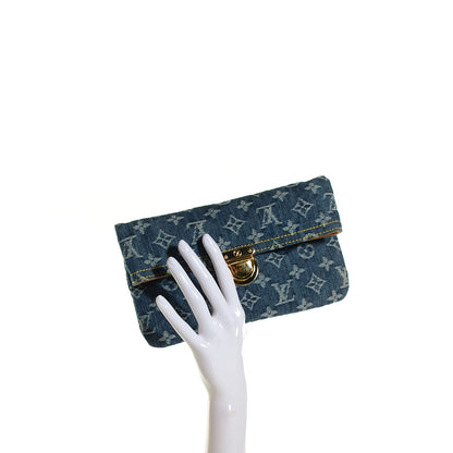 Louis Vuitton Monogram Denim Pochette Plat Clutch Blue 2 of 7