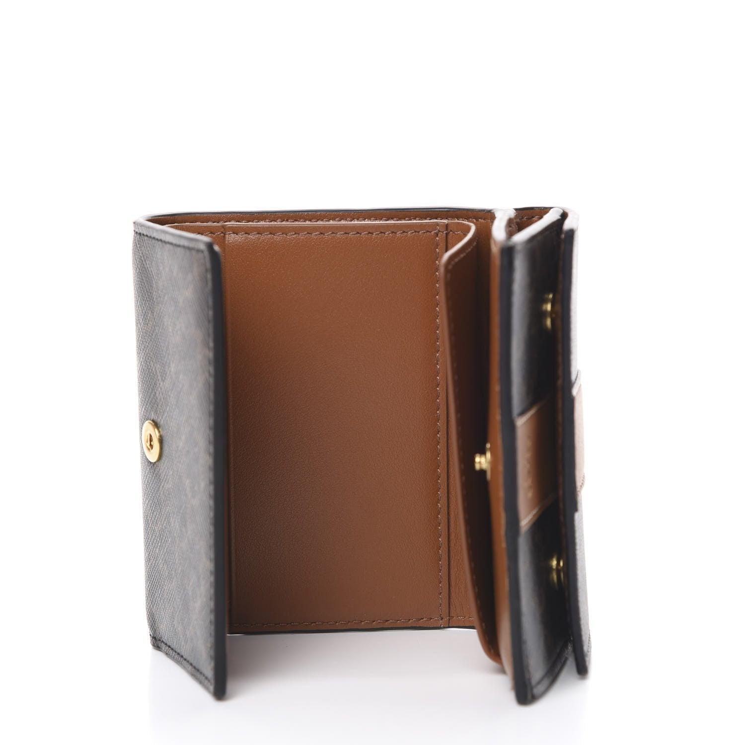 Celine Canvas Triomphe Folded Compact Wallet Tan 4 of 10