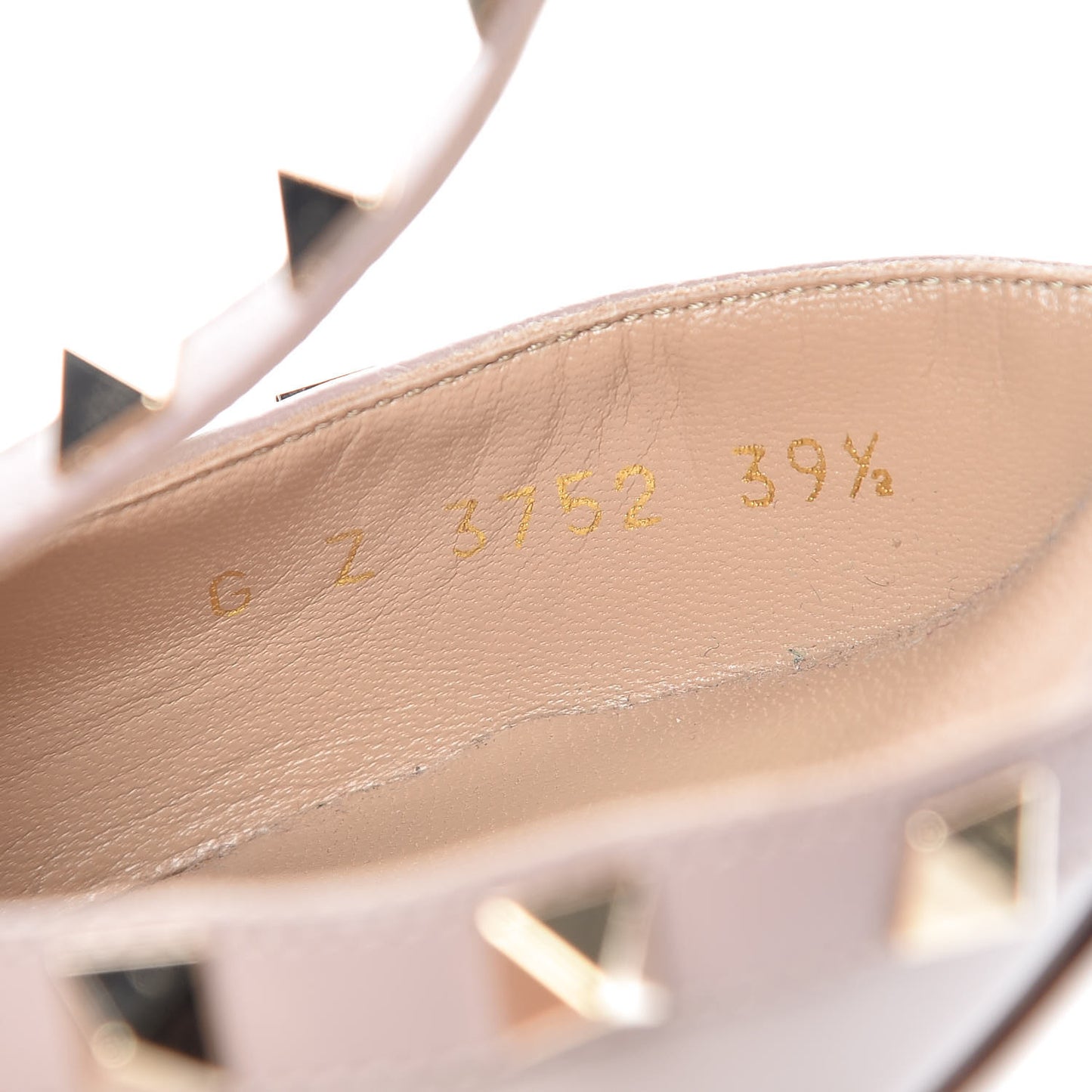 Patent Rockstud Ankle Strap Low Heel Pumps 39.5 Poudre