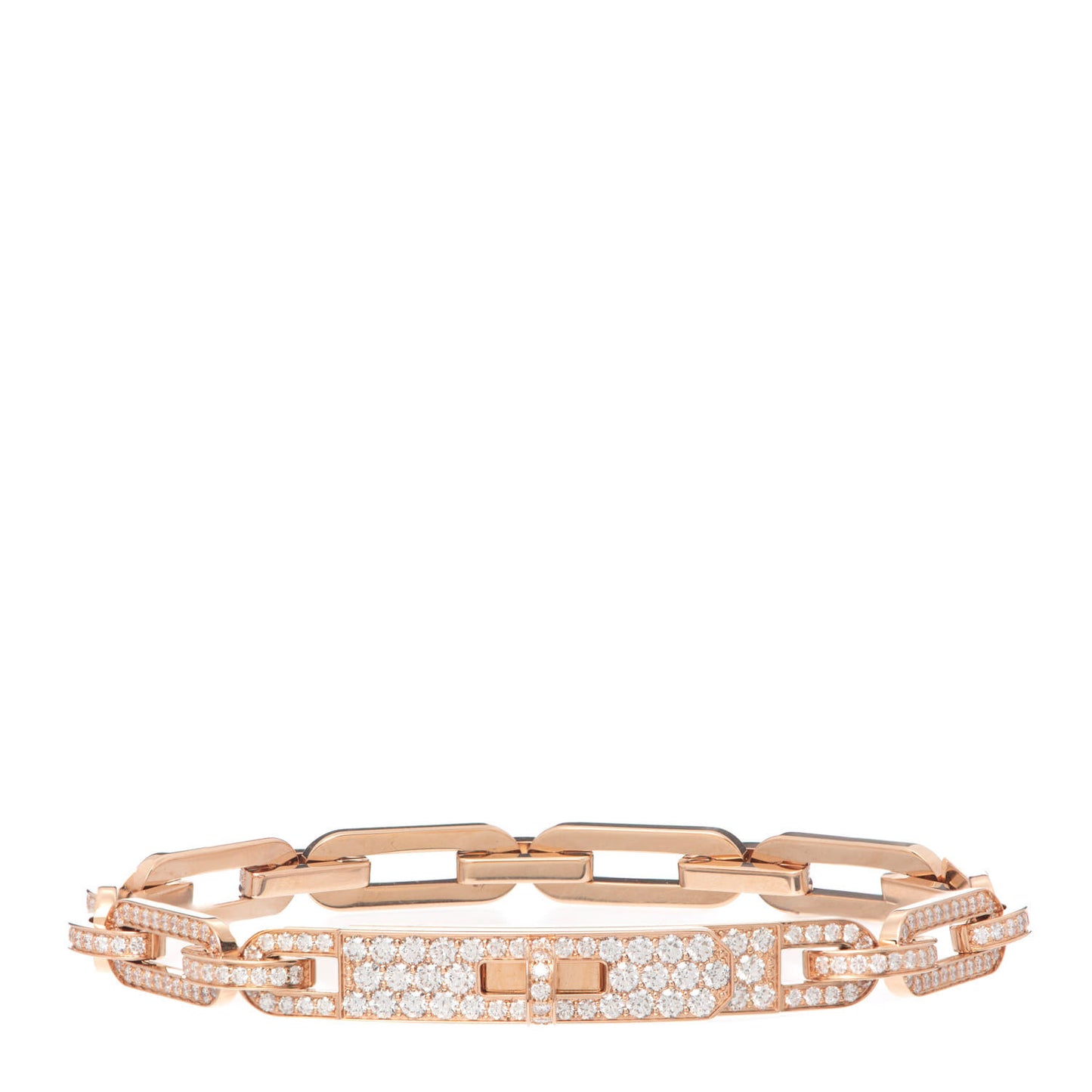 18K Rose Gold Diamond Full Pave PM Kelly Chaine Bracelet SH