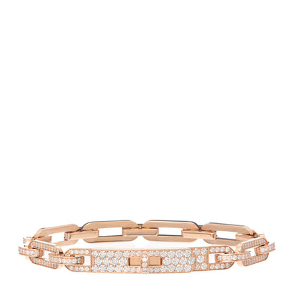 Hermes 18K Rose Gold Diamond Full Pave PM Kelly Chaine Bracelet SH 1 of 5