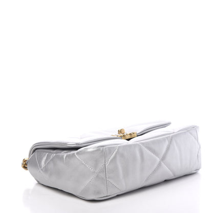 Chanel Metallic Goatskin Quilted Medium 19 Flap Silver 3 of 10