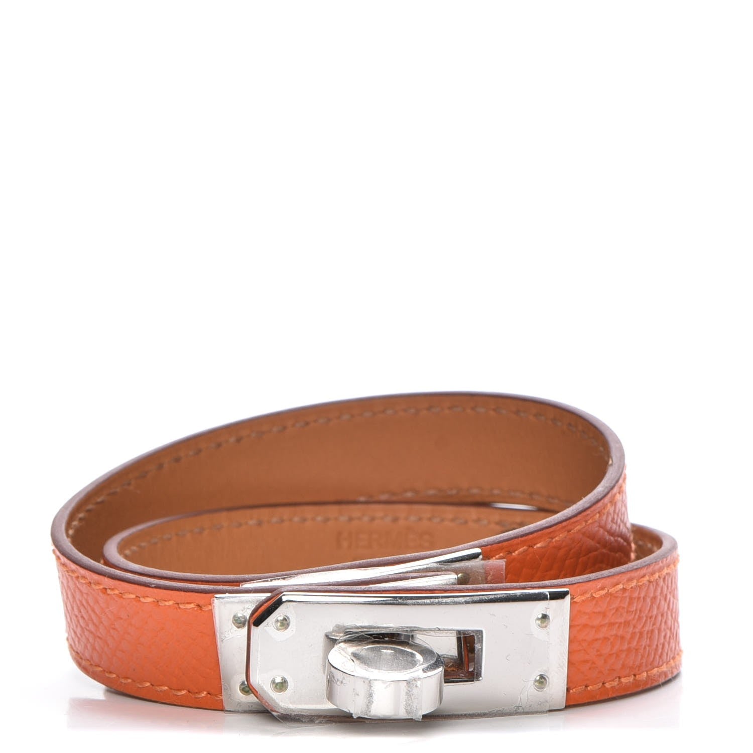 Hermes Epsom Kelly Double Tour Bracelet S Orange 1 of 6
