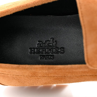 Hermes Suede Goatskin Womens Faubourg Loafers 35 Naturel 7 of 11