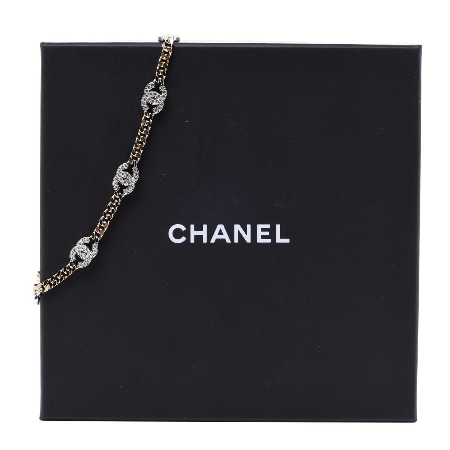 Crystal Chain CC Link Choker Gold Silver