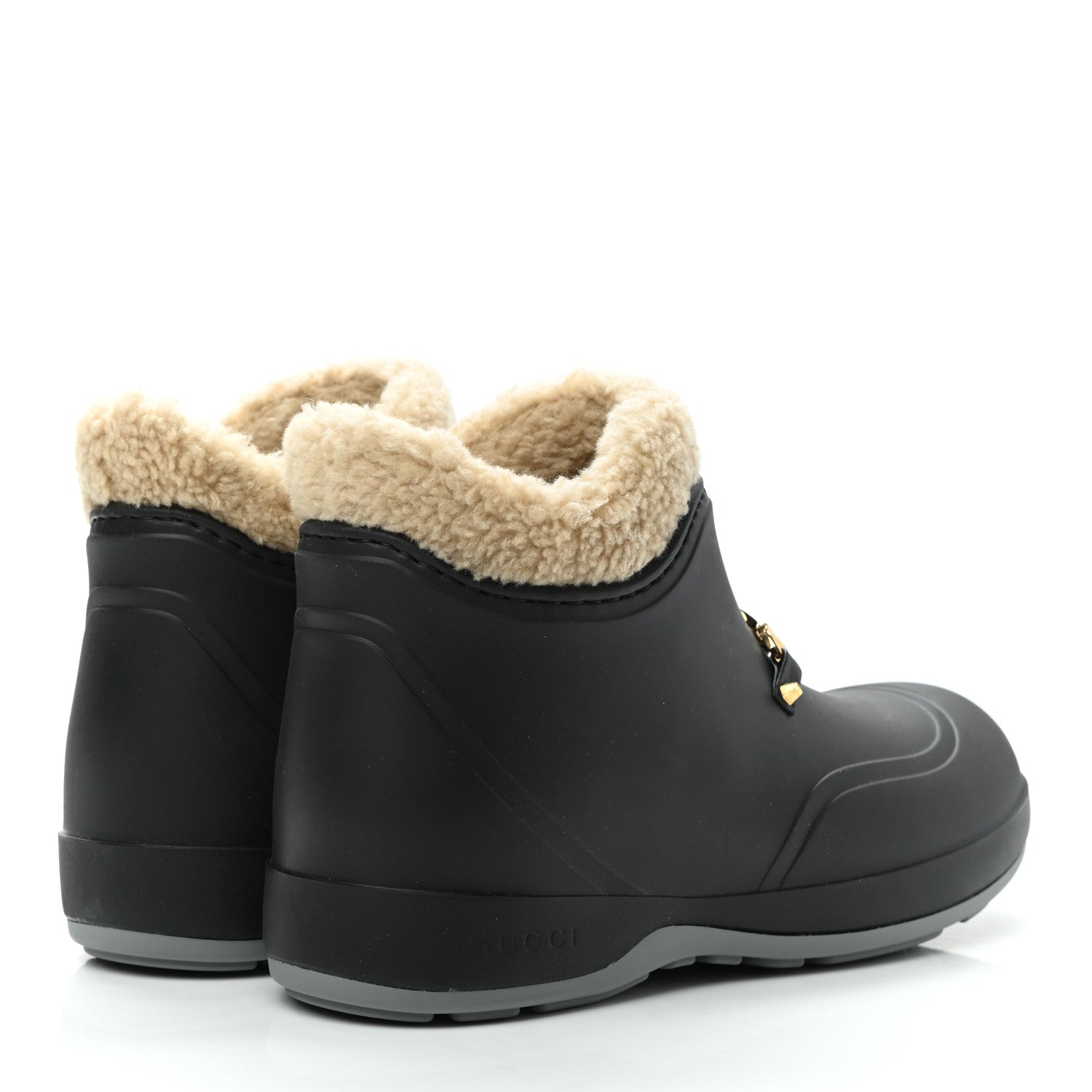 Gucci Rubber Wool Womens Crossy Ankle Boots 38 Black Butterscotch 4 of 9