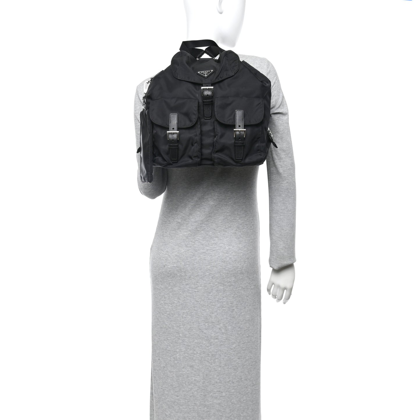 Tessuto Nylon Saffiano Medium Backpack Black