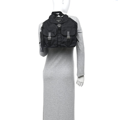 Prada Tessuto Nylon Saffiano Medium Backpack Black 2 of 12