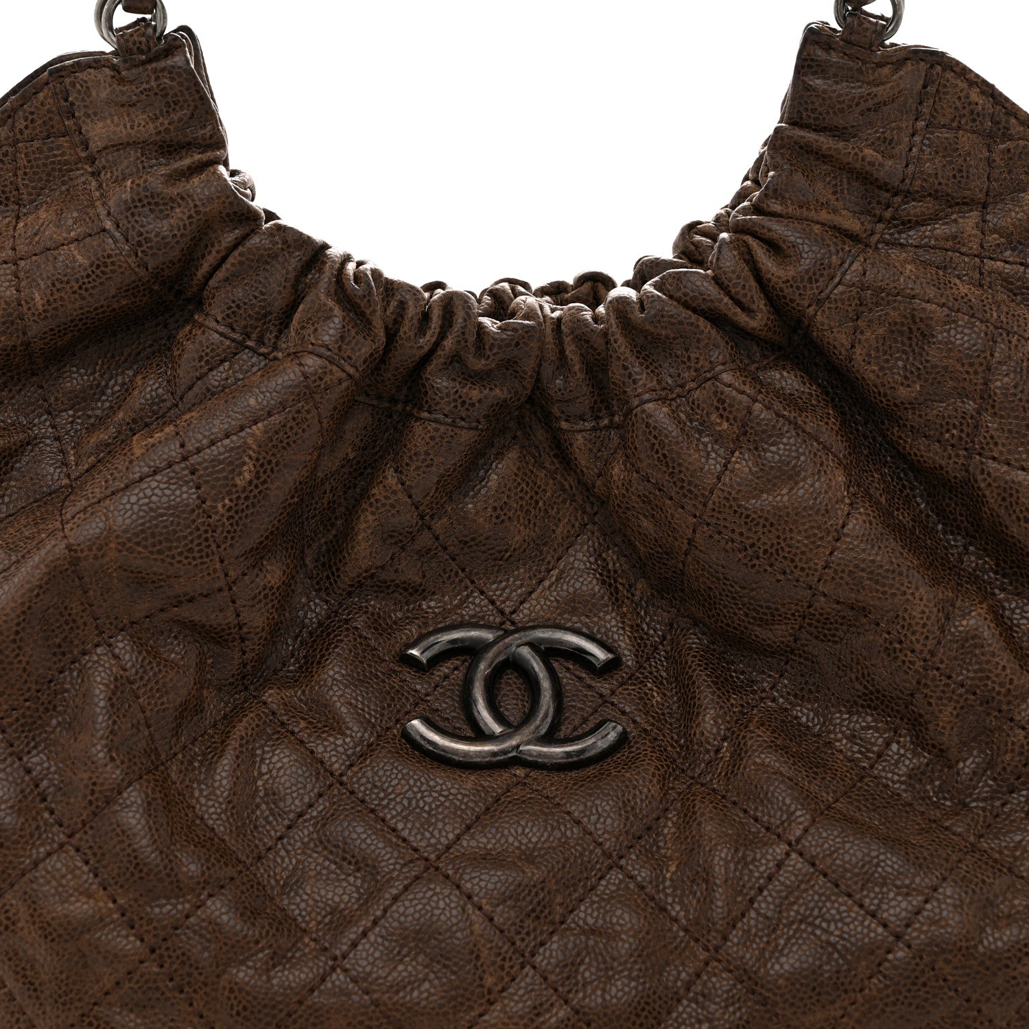 Chanel Distressed Glazed Caviar Quilted Large Elastic Tote Brown 9 of 14