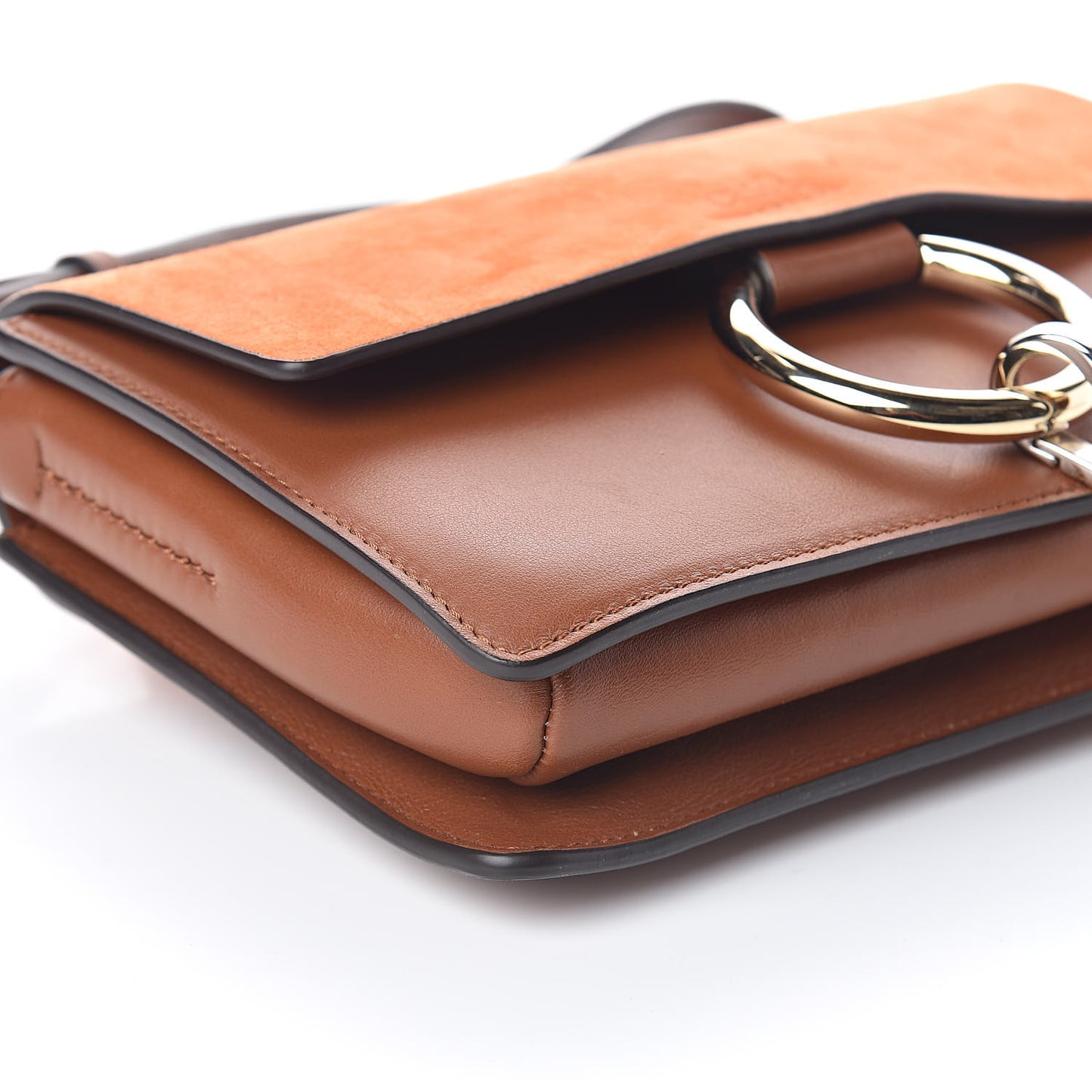 Suede Calfskin Small Faye Shoulder Bag Tobacco