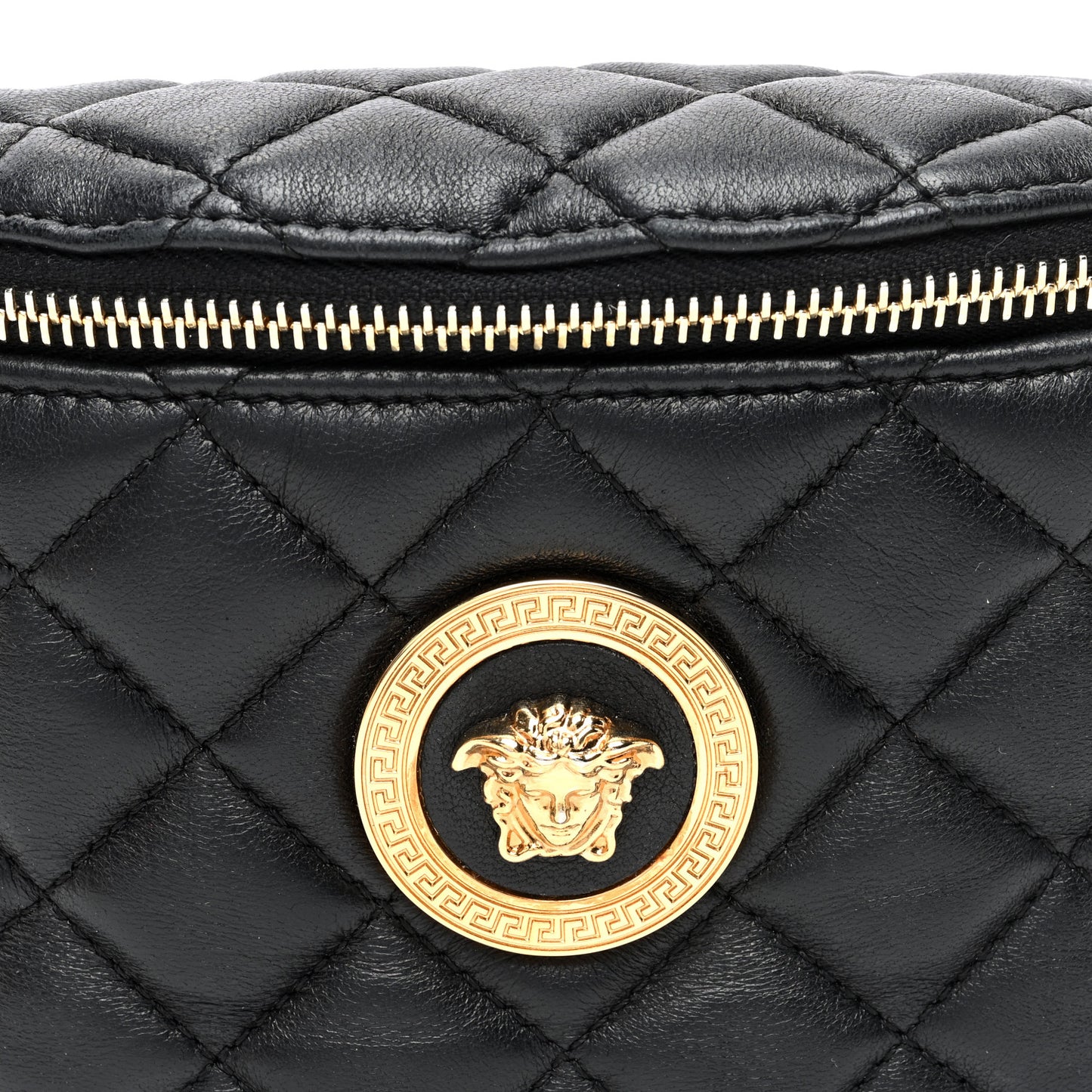 Nappa Quilted Medusa Belt Bag Black