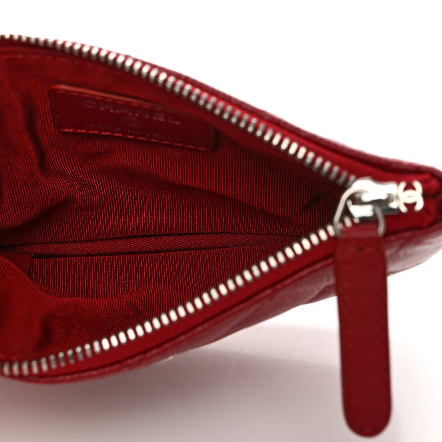 Caviar Quilted Small Cosmetic Case Red