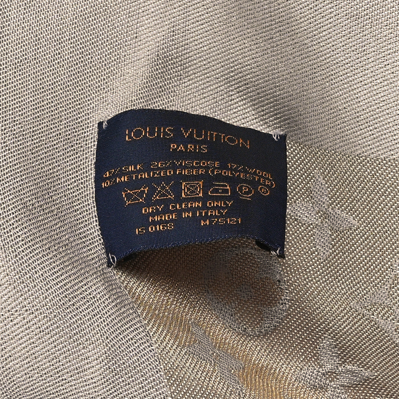 Louis Vuitton Silk Lurex Wool Monogram Shine Shawl Greige 3 of 3