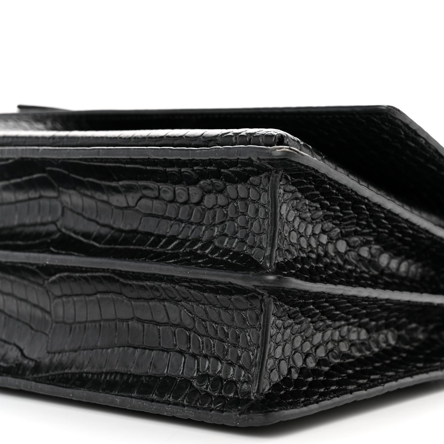 Calfskin Crocodile Embossed Medium Monochrome Monogram Sunset Black