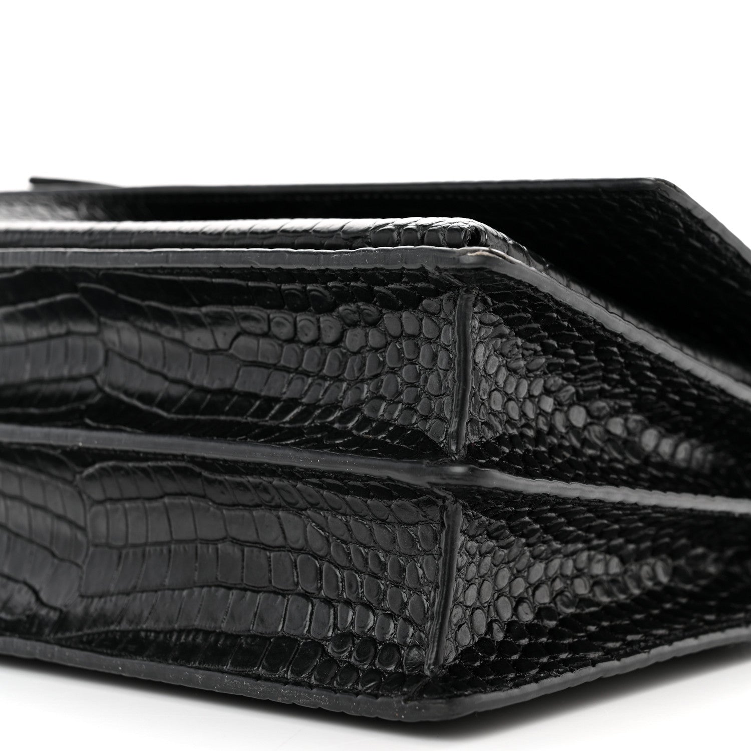 Saint Laurent Calfskin Crocodile Embossed Medium Monochrome Monogram Sunset Black 9 of 13