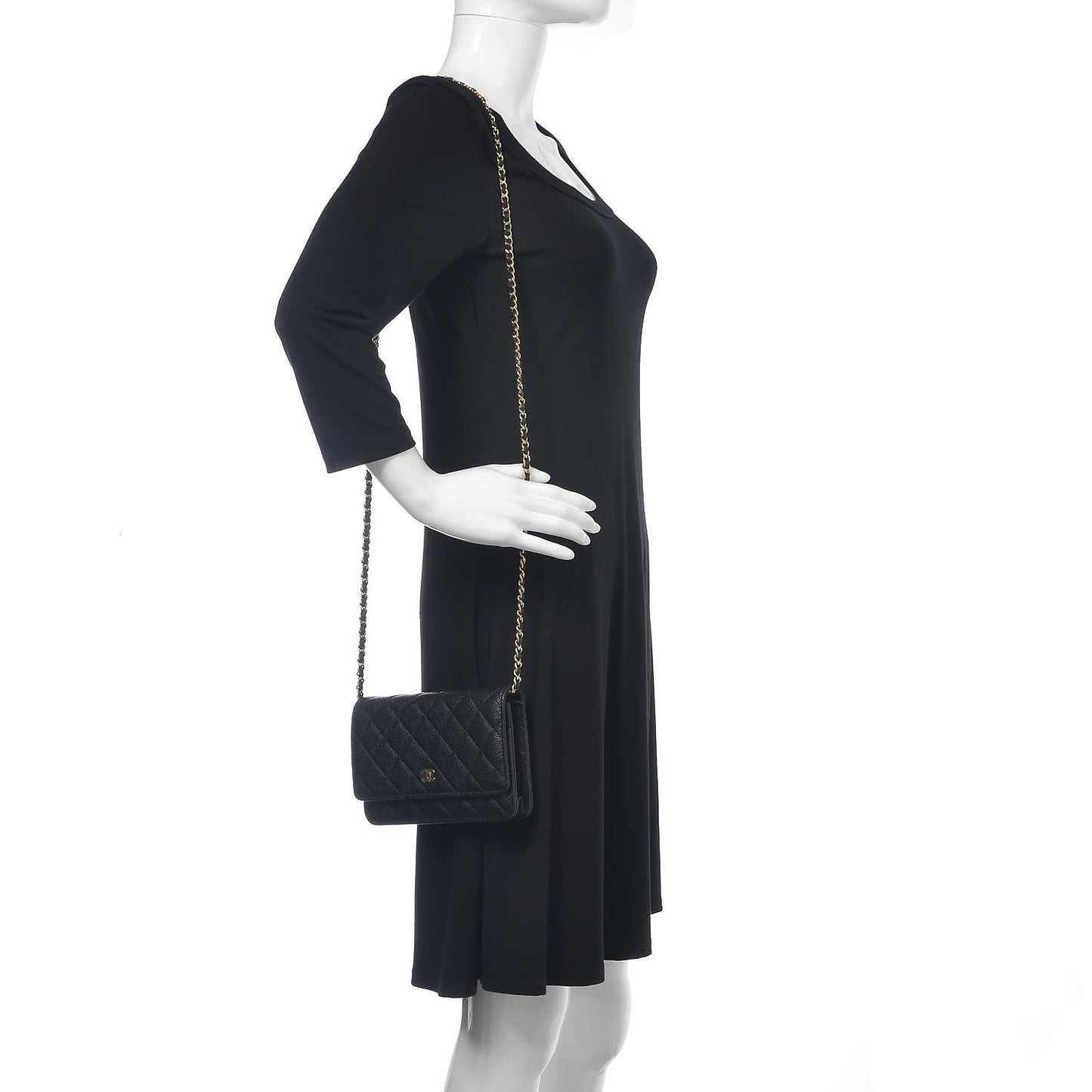 Caviar Quilted Wallet On Chain WOC Black