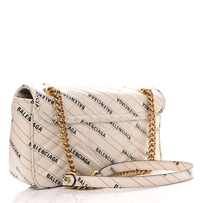 Gucci X BALENCIAGA Calfskin Matelasse Logo Print Small GG Marmont Shoulder Bag White 3 of 11