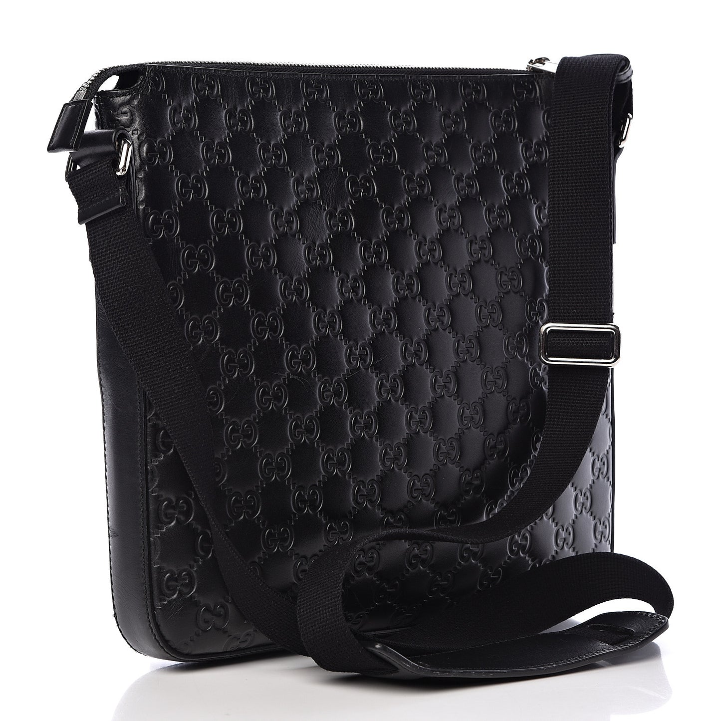 Guccissima Signature Medium Flat Messenger Bag Black