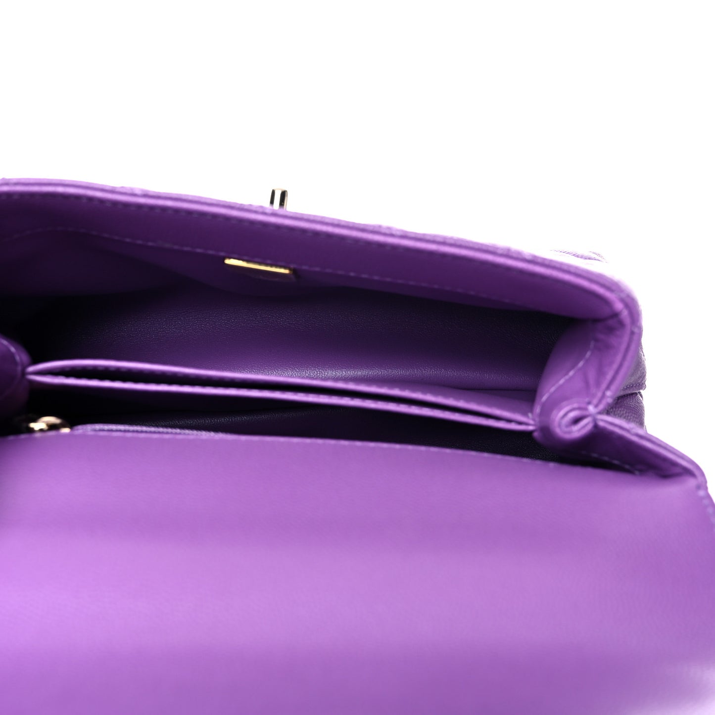 Caviar Quilted Mini Coco Handle Flap Purple