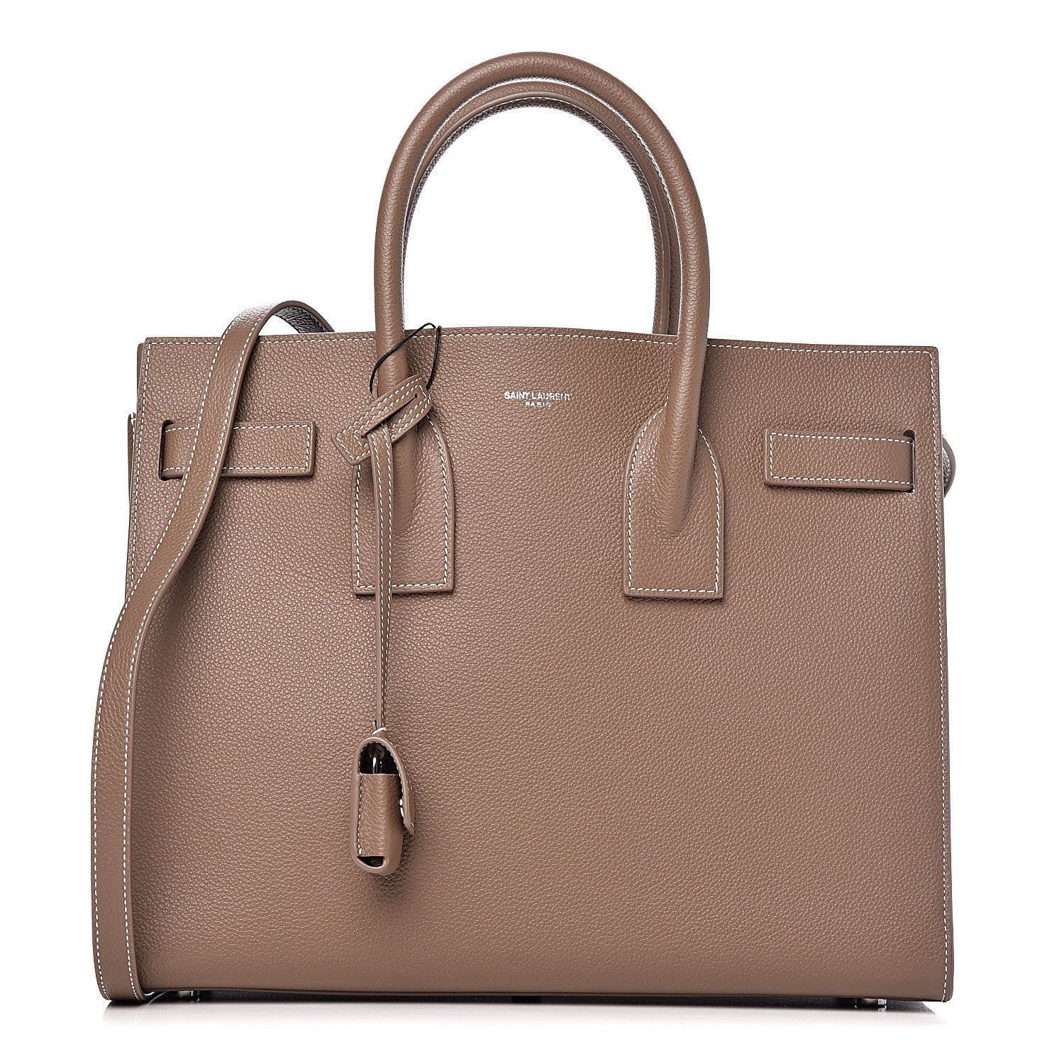 Saint Laurent Grained Calfskin Topstitch Small Classic Sac De Jour Taupe 1 of 10