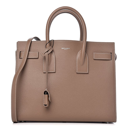 Saint Laurent Grained Calfskin Topstitch Small Classic Sac De Jour Taupe 1 of 10