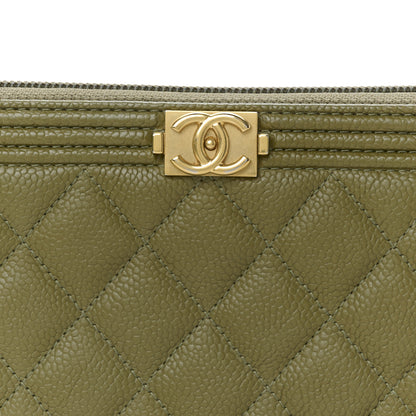 Chanel Caviar Quilted Boy Long Zip Around Wallet Khaki 9 of 9