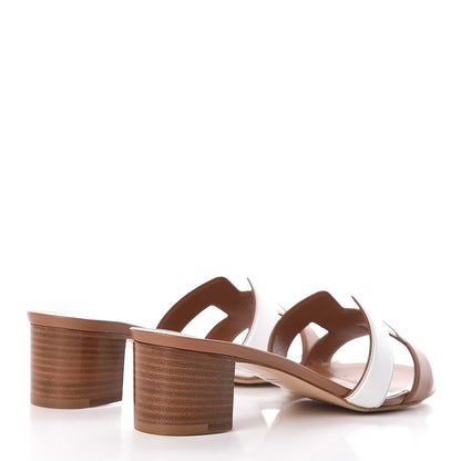 Hermes Calfskin Oasis Sandals 38.5 Gold White 4 of 10