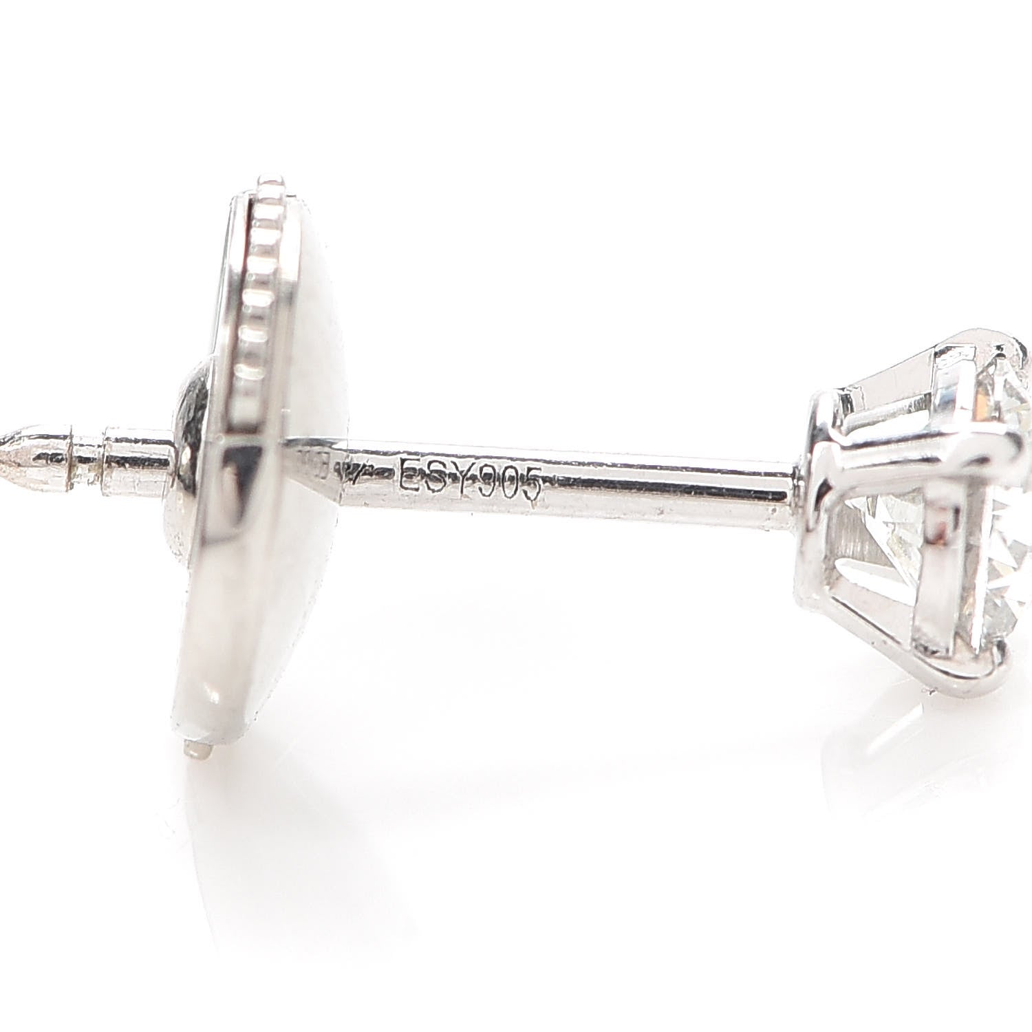 Cartier 18K White Gold Diamond .46ctw Solitaire Earrings 4 of 7