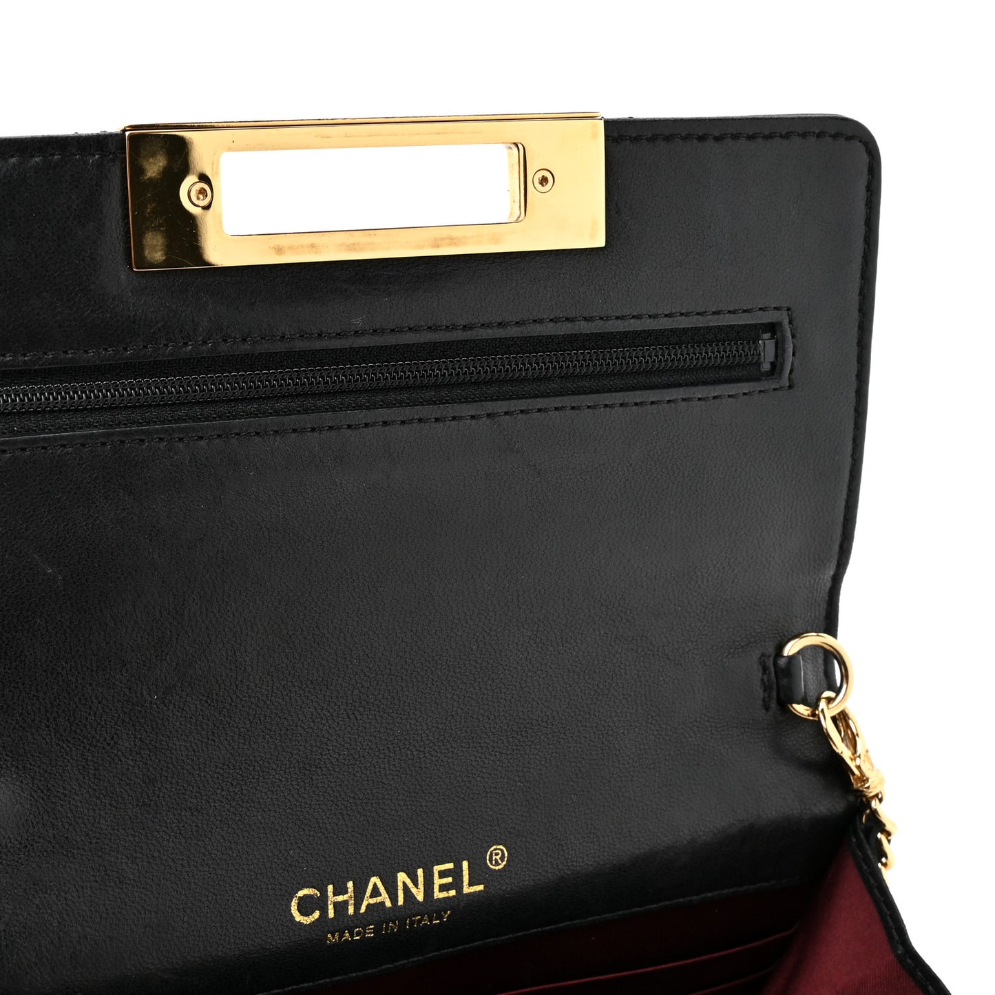 Lambskin Quilted Golden Class Wallet on Chain WOC Black