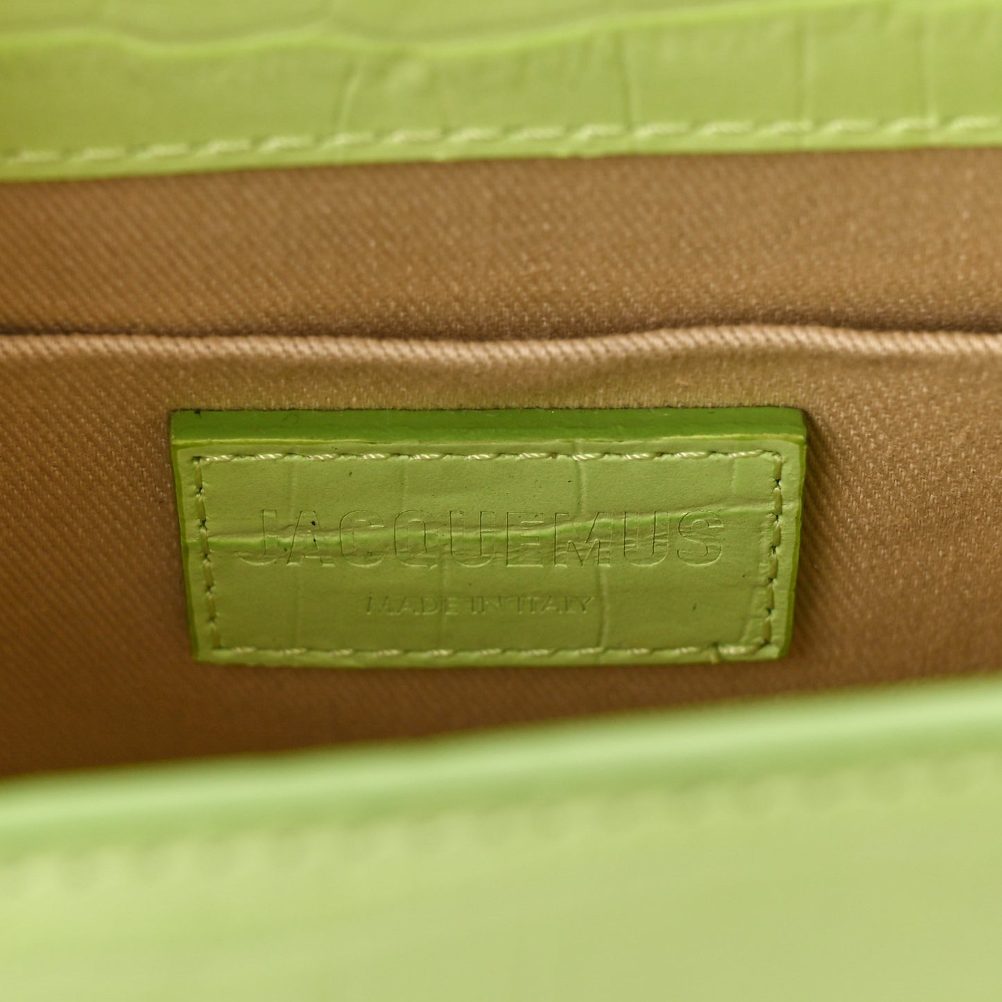 Calfskin Crocodile Embossed Le Chiquito Moyen Light Green