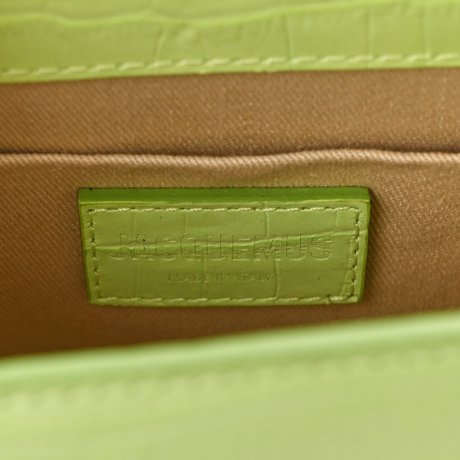 Jacquemus Calfskin Crocodile Embossed Le Chiquito Moyen Light Green 6 of 8