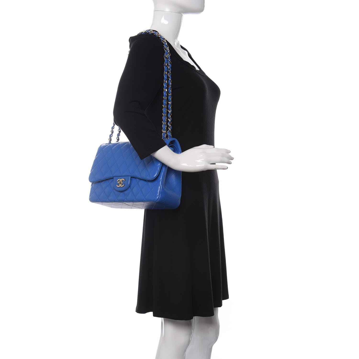 Chanel Lambskin Quilted Jumbo Double Flap Blue 2 of 10