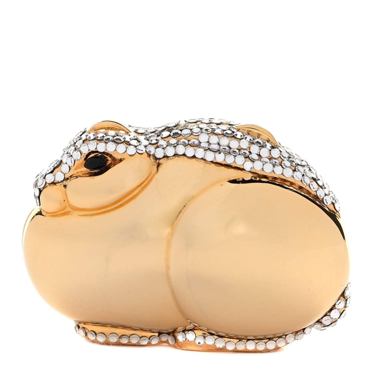 Crystal Rabbit Minaudiere Pill Case Gold