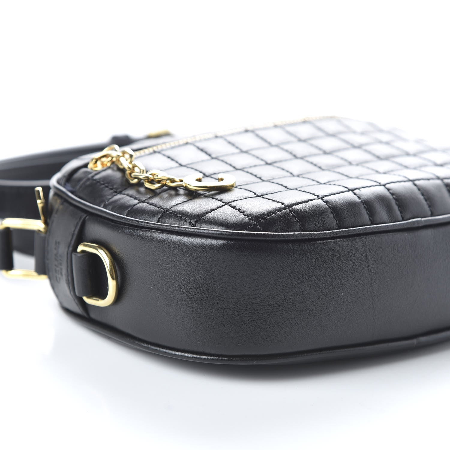 Celine Calfskin Quilted Small C Charm Bag Black 6 of 9