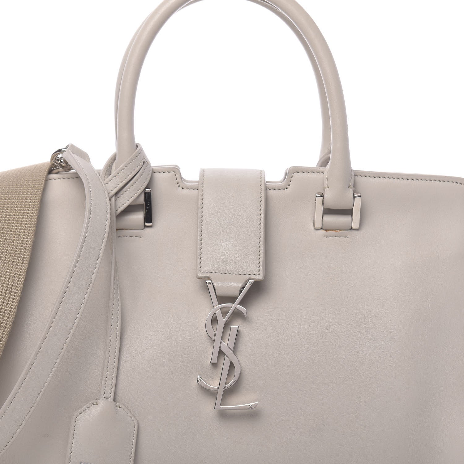 Saint Laurent Smooth Calfskin Baby Monogram Cabas Gris Perle 18 of 22