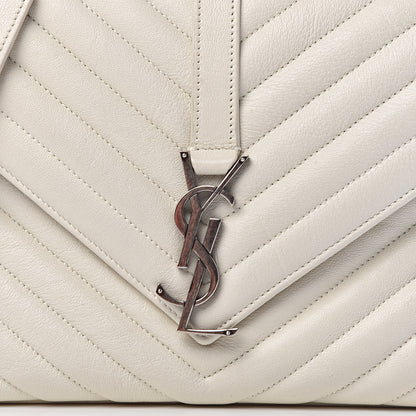 Saint Laurent Sheepskin Matelasse Chevron Monogram Medium College Bag Dove White 11 of 11