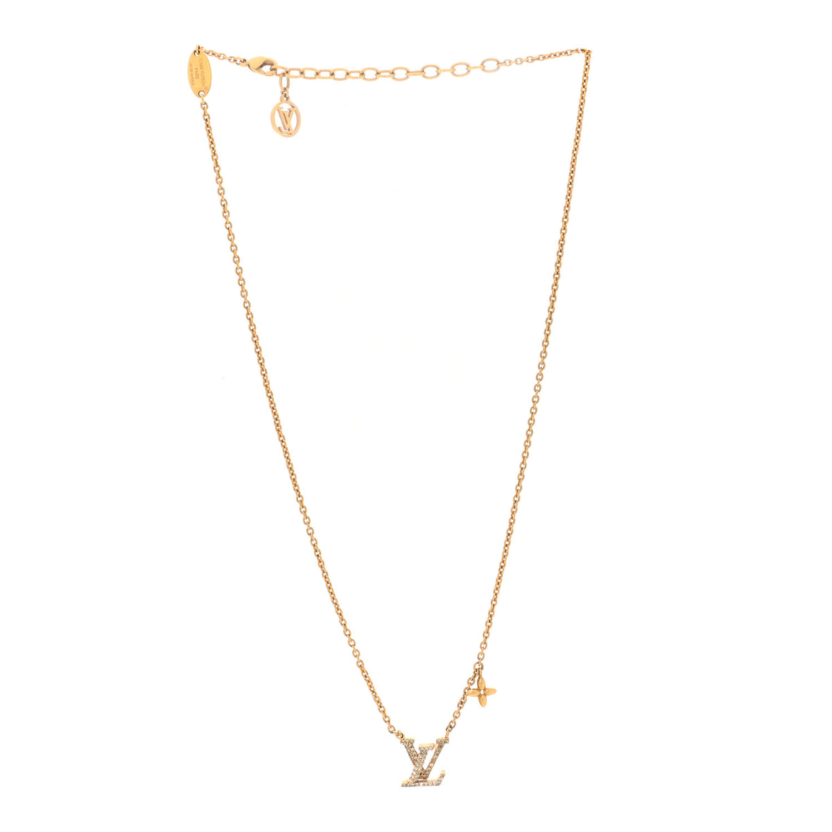 Louis Vuitton Metal Crystal LV Iconic Necklace Gold 3 of 7