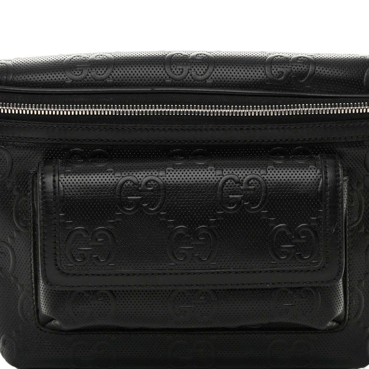 Gucci Calfskin GG Tennis Embossed Pocket Belt Bag Black 8 of 12
