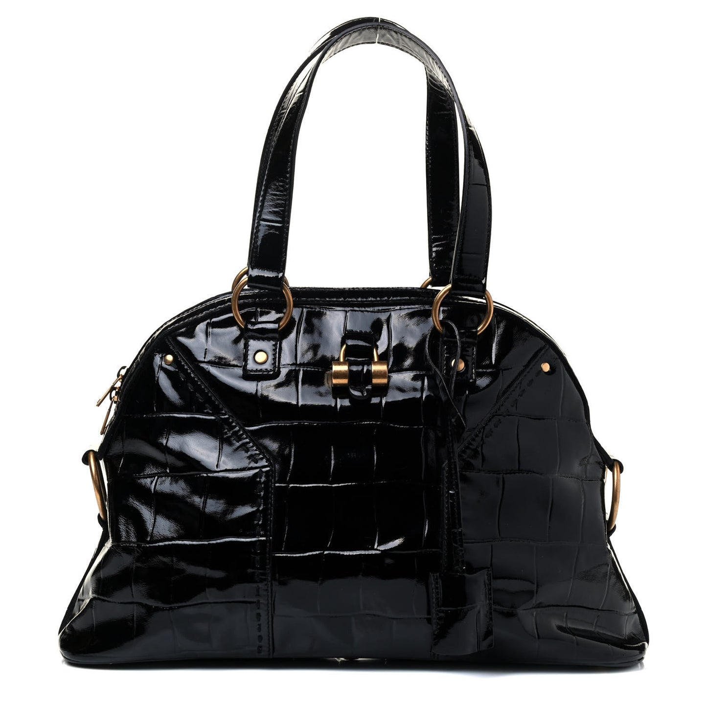 Crocodile Embossed Patent Large Muse Black
