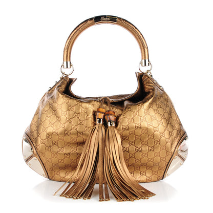 Gucci Metallic Guccissima Large Indy Top Handle Hobo Gold 1 of 7