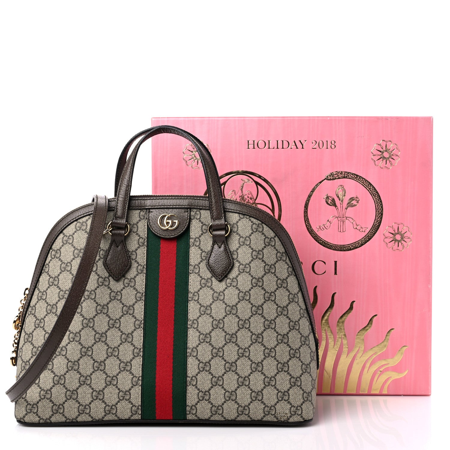Gucci GG Supreme Monogram Web Medium Ophidia Top Handle Dome Bag Brown 12 of 12