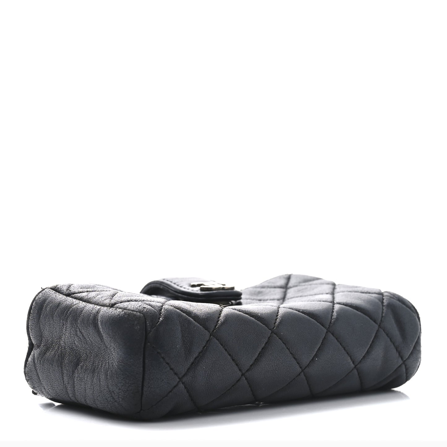 Lambskin Quilted Mini Phone Holder Clutch Black