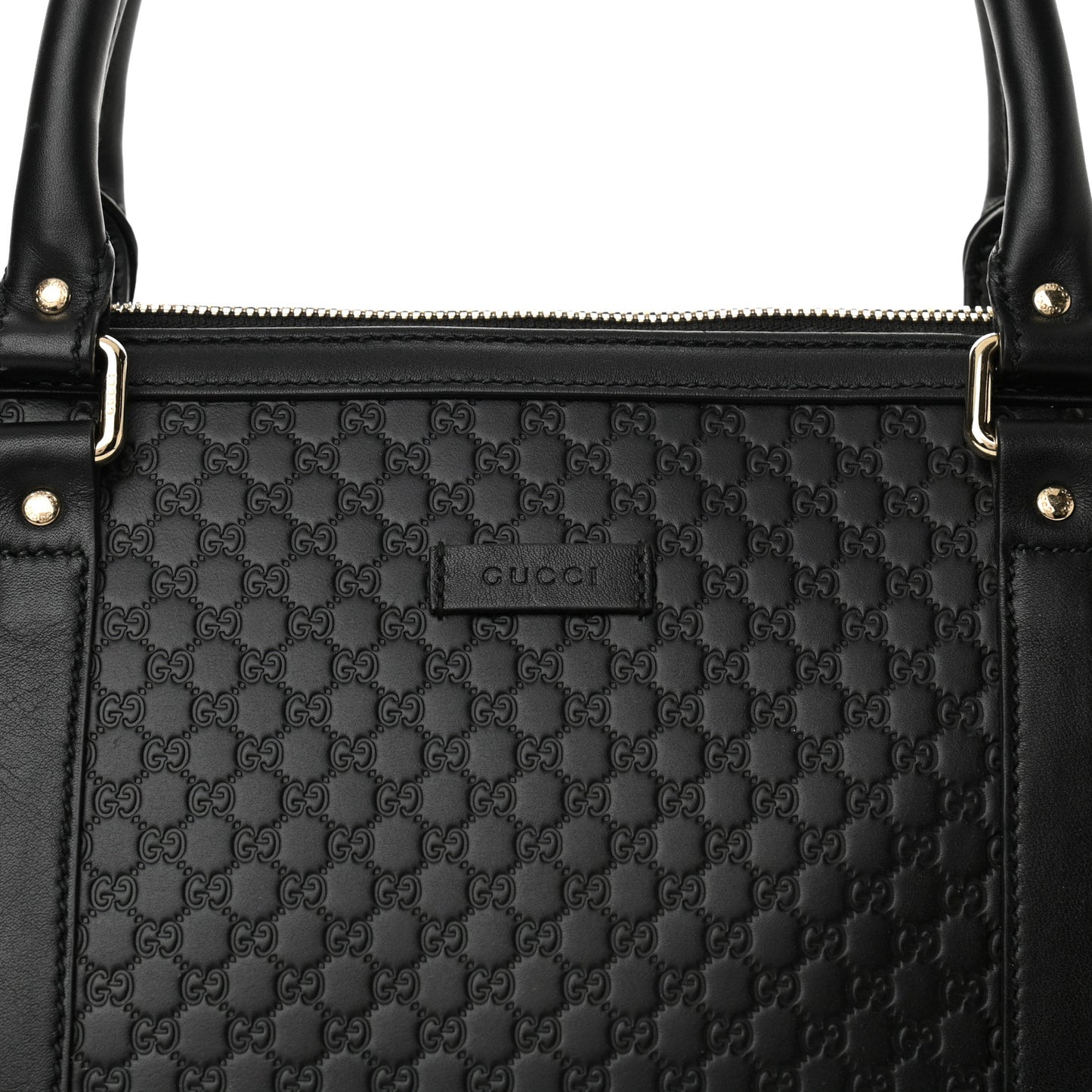 Soft Microguccissima Medium Zippered Satchel Black