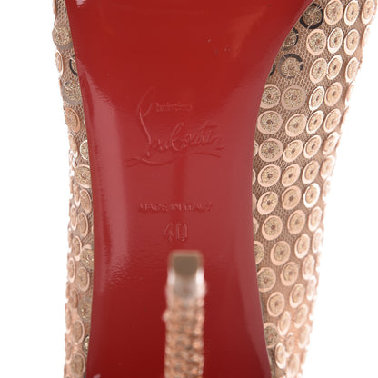 Christian Louboutin Glitter Diams Paillettes Gipsybootie 100 Ankle Boots 40 Nude 6 of 10