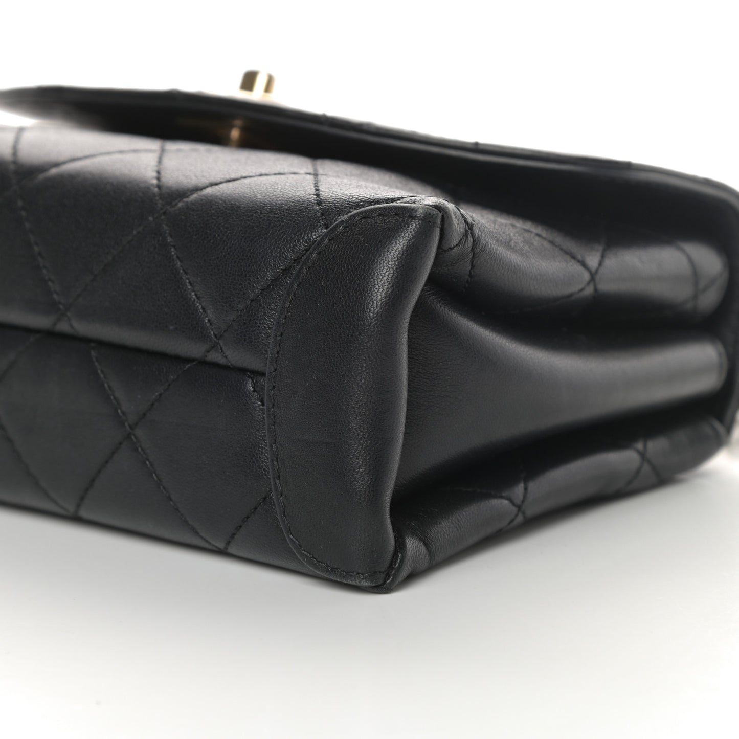 Lambskin Quilted Mini Trendy Spirit Top Handle Flap Black
