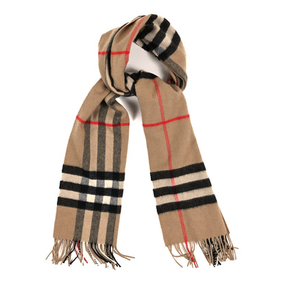 Burberry Cashmere Giant Heritage Check Fringe Scarf Camel 2 of 6