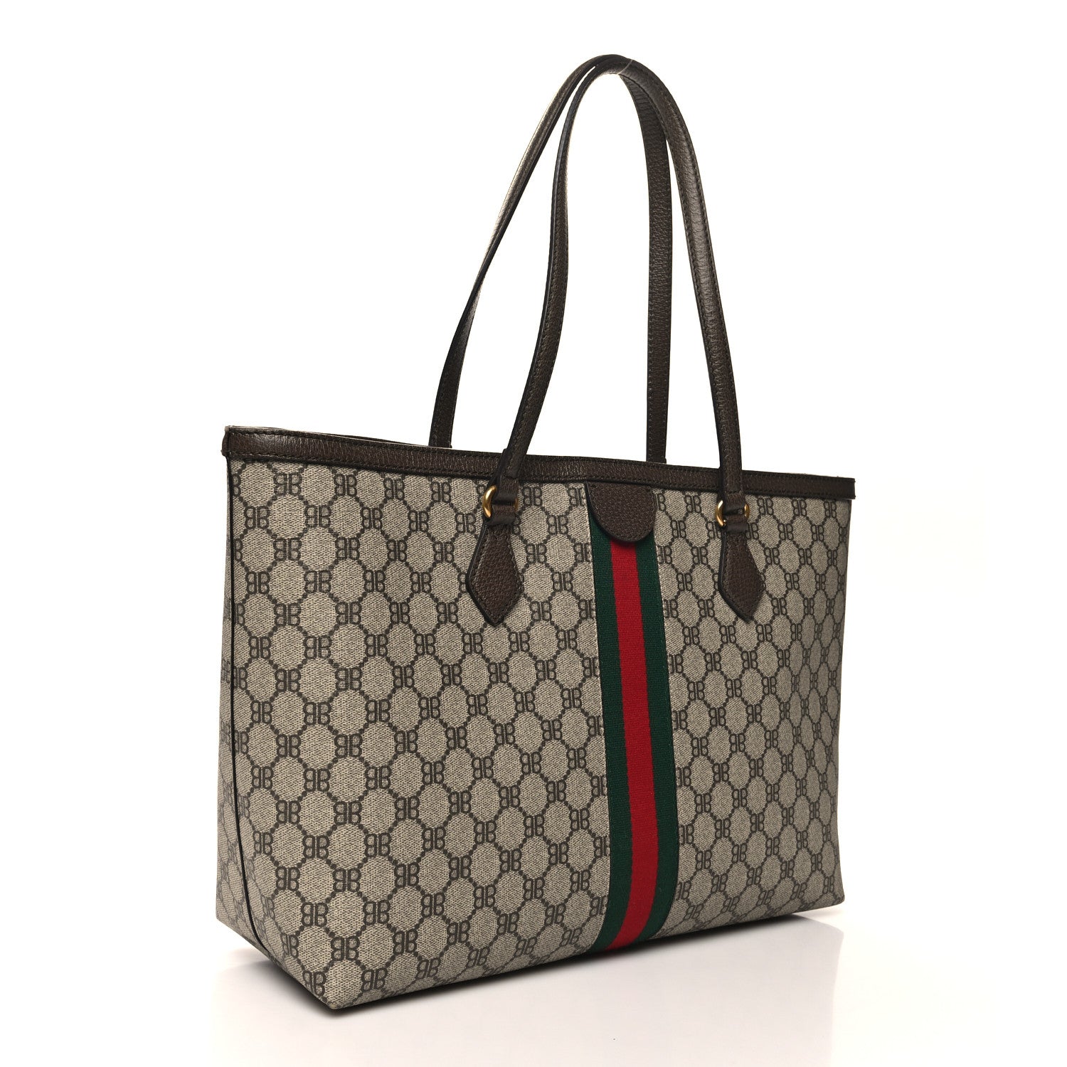 Gucci X BALENCIAGA BB Supreme Monogram Web Medium Ophidia Shopping Tote Beige New Acero 3 of 14