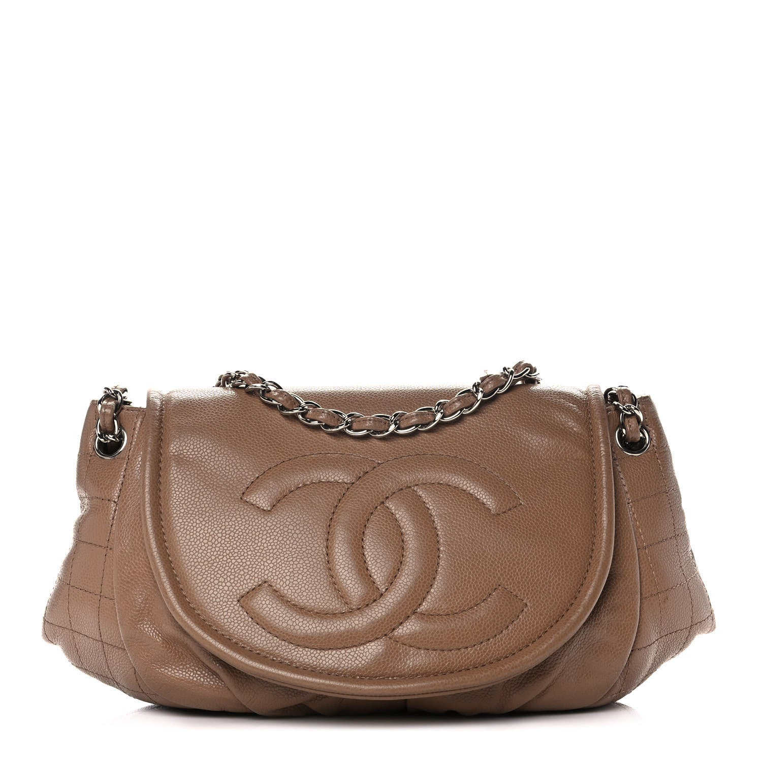 Chanel Caviar Large Half Moon Flap Dark Beige 1 of 15
