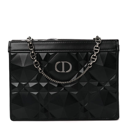 Christian Dior Calfskin Macrocannage Diamond Caro Zipped Pouch With Chain Black 1 of 10